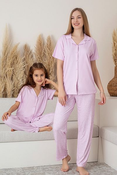 Farya Home Mother Daughter Combination Short Sleeve Patterned Shirt Pajama Set (Mother and Daughter Sold Separately)
