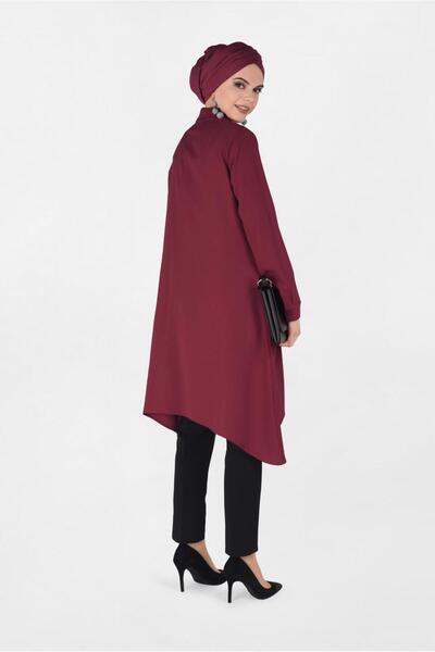 Alvina 4706 Model Asymmetrical Cut and Pleat Detailed Tunic