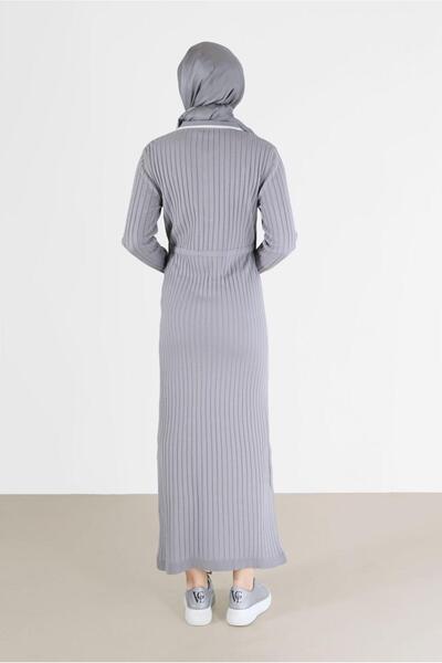 Alvina POLO Collar Ribbed Knitwear Dress 42122