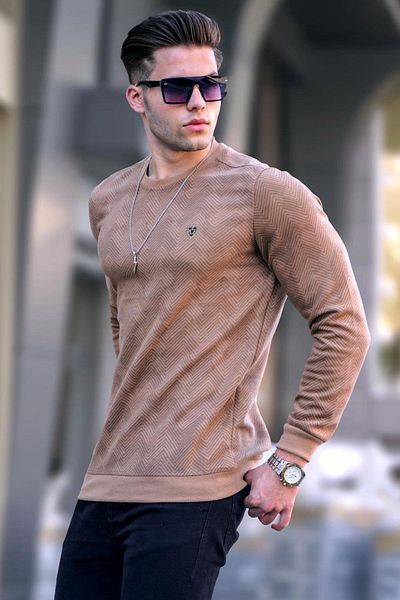 Madmext Biscuit Patterned Crew Neck Knitwear Sweater 5962
