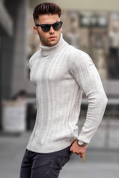 Madmext Steinfarbener Rollkragen-Strickpullover 5764