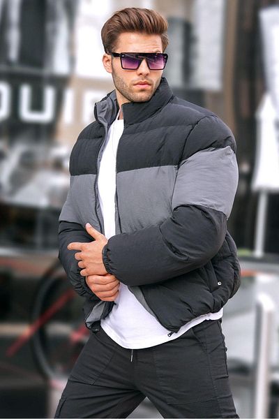 Madmext Schwarze Pufferjacke mit Stehkragen 6806
