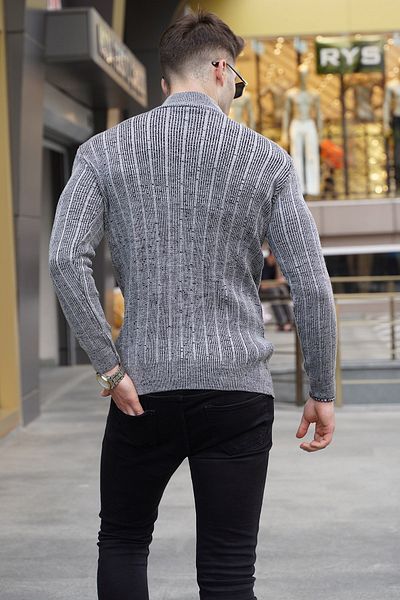 Madmext Gray Half Turtleneck Knitwear Sweater 5761
