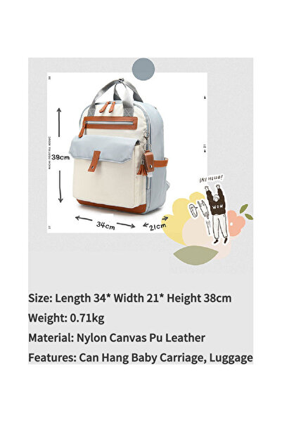 Generic New Canvas Backpack Large Capacity Multifunctional Mother And Baby Leisure Stroller Bag