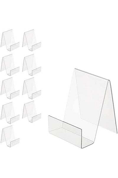 Generic مجموعة من 10 حوامل كتب صغيرة شفافة من الأكريليك مع حافة لعرض الكتب والأعمال الفنية والنوتات الموسيقية