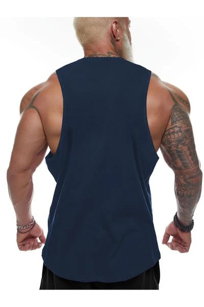PENTHİLUS Men's Rumen Brush Striped Printed Sleeveless T-Shirt -