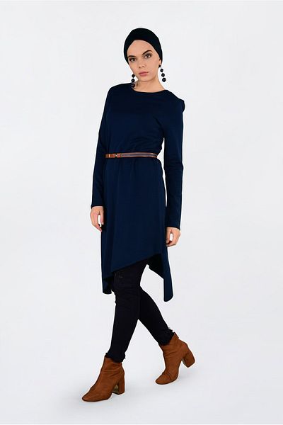 Alvina 4526 Model Asymmetrical Cut Knitwear Tunic