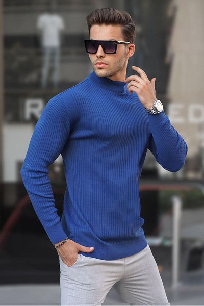 Madmext Indigoblauer Rollkragenpullover für Herren 6822