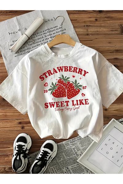 PENTHİLUS Summer and Spring Women's Clothing, Short Sleeve Round Neck, Feather Print T-Shirt
