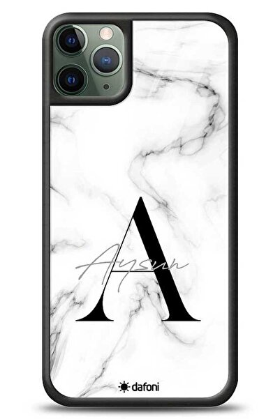 Dafoni Dafoni Glossy iPhone 11 Pro Max Kişiye Özel Harf İsimli White Marble K...