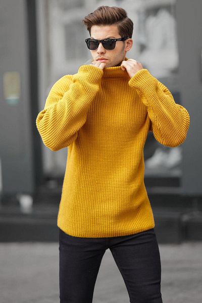 Madmext Senfgelber Rollkragen-Strickpullover 6858