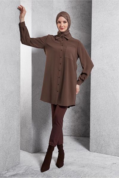 Alvina 45073 Μοντέλο πουκάμισο γιακά Hijab Τουνίκ