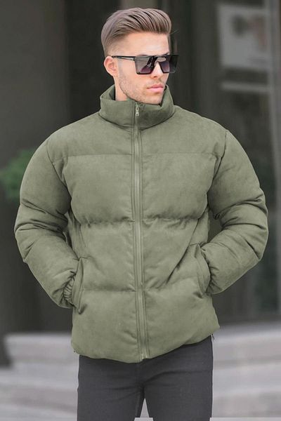 Madmext Khakifarbener Nubuk-Puffermantel für Herren 6802