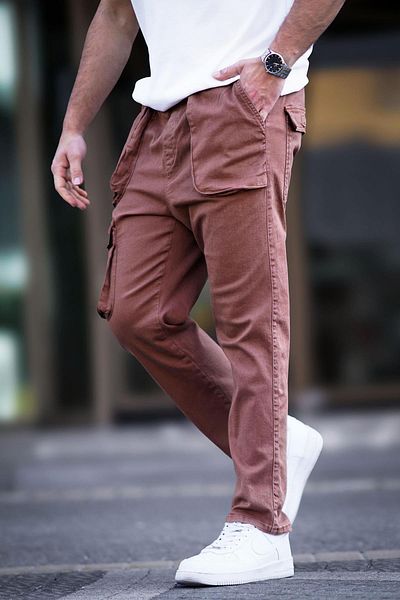 Madmext Braune Cargohose mit Tasche für Herren 6886