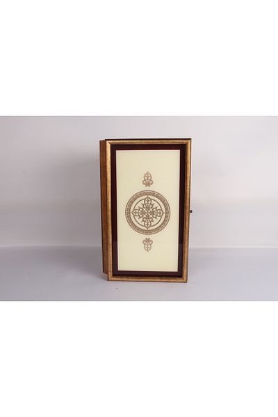 MuratogluHome Palace Breeze – Stylish Backgammon with Brown and White Patterns, Gold Antique Frame and Glass Surface Dk-5620