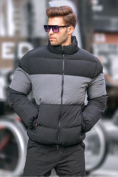Madmext Schwarze Pufferjacke mit Stehkragen 6806