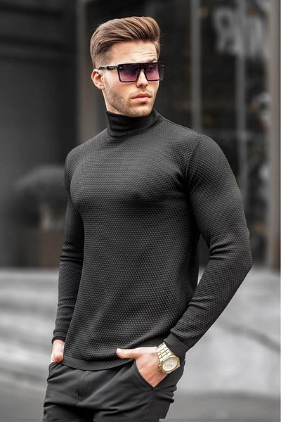 Madmext Schwarzer Rollkragenpullover für Herren 6306