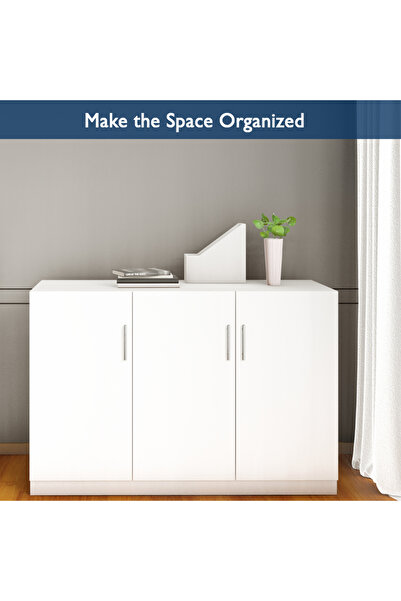 Mahmayi Modern 3 Door Credenza, Versatile Storage Solution with 2 Shelves