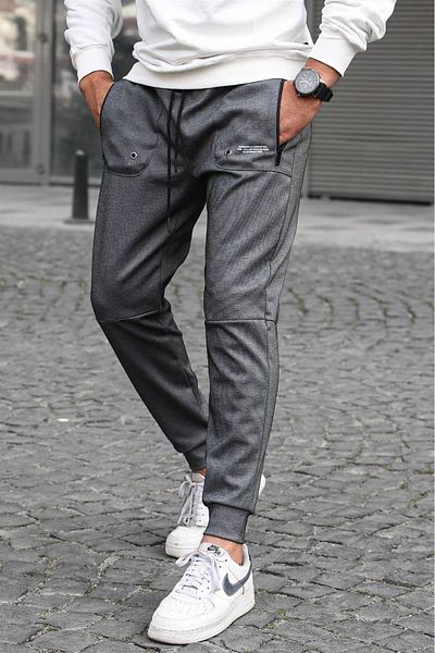 Madmext Anthracite Pocket Detailed Jogger Trousers 5484