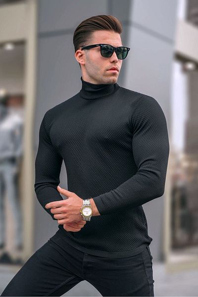 Madmext Schwarzer Rollkragenpullover für Herren 6306
