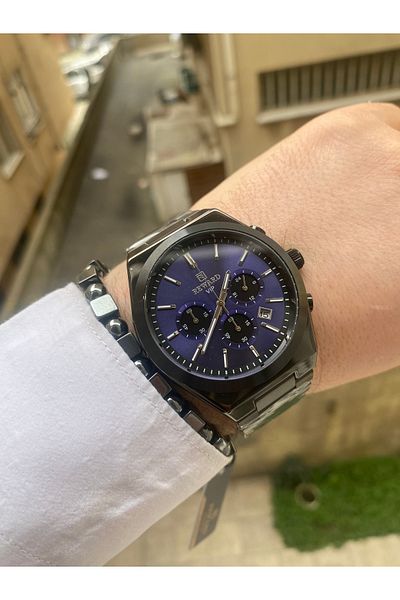 Reward Men's Black Steel Wrist Watch