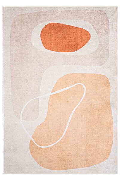 Serente Home Modern Figured Non-Slip Base Chenille Beige Tile Kitchen Rug 4165