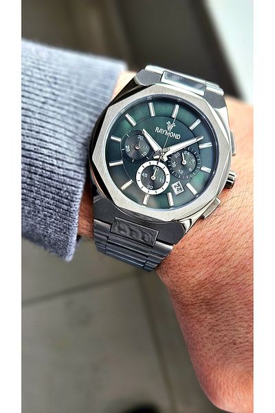 Raymond Rym-81654 Raymond Men's Wristwatch - Stainless Steel Case and Band - 2 Years Warranty