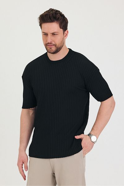 Tarz Cool Tricou subțire pentru bărbați, cu mânecă scurtă, cu decolteu și cu mânecă scurtă