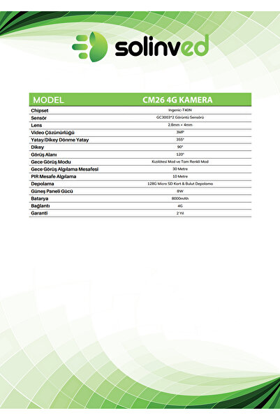 SOLİNVED Güneş Enerjili PTZ 4G Kamera (10K Zoom) - CM 27