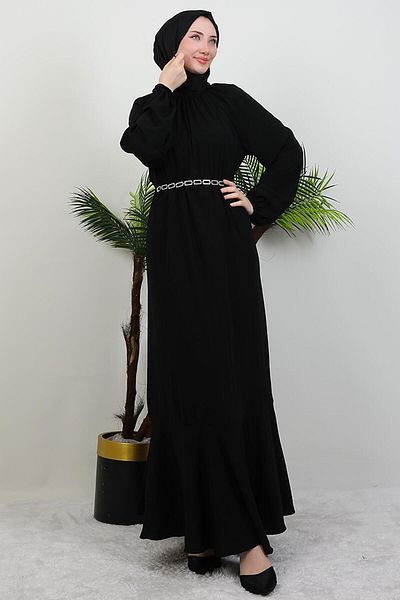 GİYZAMİLA Φόρεμα Hijab με αλυσίδα Μαύρο