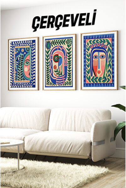 kutuTR Ahşap Çerçeveli Mdf Tablo Seti Matisse, Bohem, Kusama Salon Ve Oturma ...