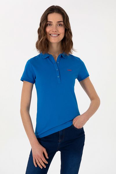 U.S. Polo Assn. Women's Cobalt Blue Basic Polo Neck T-Shirt 50305764 -Vr077