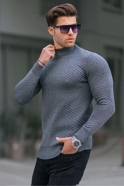 Madmext Anthracite Turtleneck Men's Knitwear Sweater 6857