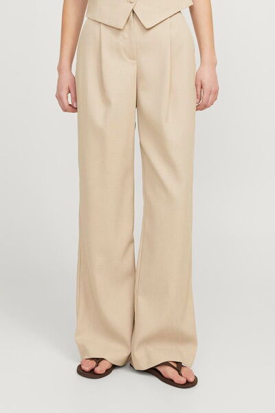 Jack & Jones Women's High Waist Linen Blended Trousers - Ellis