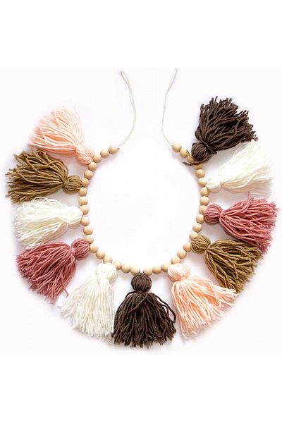 Decocove Decorative Garland, Cotton/wood, Multicolor, 91 Cm
