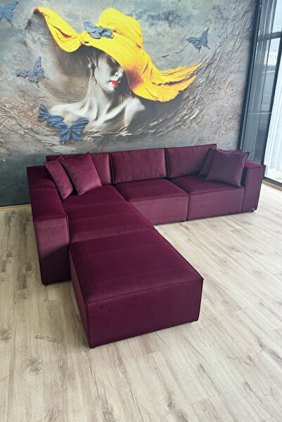 Erduran Mobilya Angelo 5 Modül Köşe Koltuk Takımı (5 Modül) Babyface Kumaş Bo...