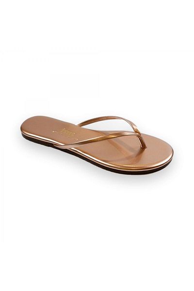 Tkees Women's Classic Patent Leather Rose Stylish Daily Flip Flops