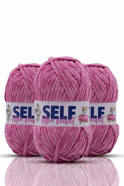 Self 3 Συσκευασία Dusty Rose Velvet String, Amigurumi, Παιχνίδι, Κουβέρτα Πλεκτό Χέρι, Kitten Velvet
