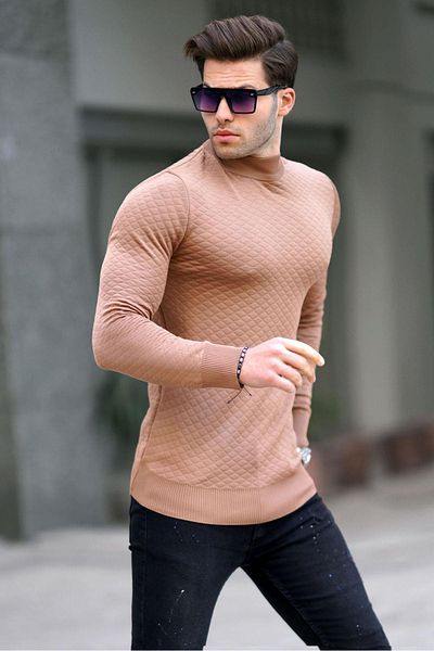 Madmext Kamelfarbener Rollkragenpullover für Herren 6857