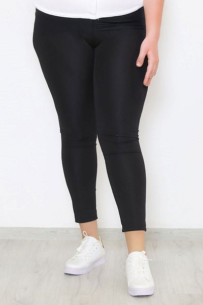 Evojean Black High Waist Gathering Plus Size Women's Leggings High Quality Sports Daily Use Yoga Leggings