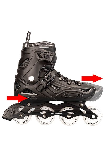 ACTION ONE All Black Roller Skates, aluminum, luminous PU wheels, size L (41-44), black