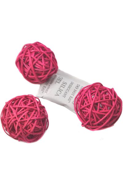 Ougual Set 6 bile decorative Ougual, ratan, roz, 8,1 cm