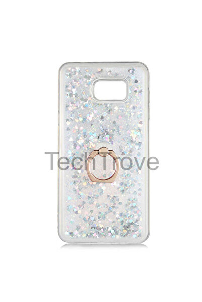 TechTrove Samsung Galaxy Note 5 Kılıf Simli Sıvılı Tasarım Kamera Koruma Çıkıntılı Yüzüklü Şık Kapak