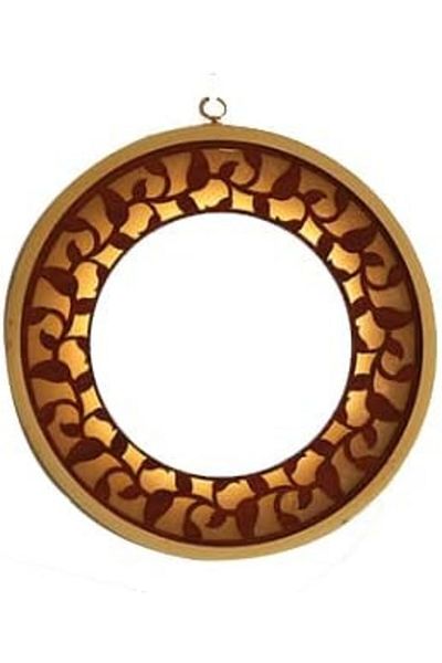 Hosoncovy decorative wall mirror, LED, metal/glass/wood, gold, 30 cm