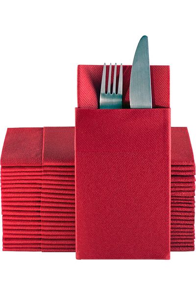 elaia Airlaid Red 1/8 Waiter Fold Pocket Napkin 20 Pieces