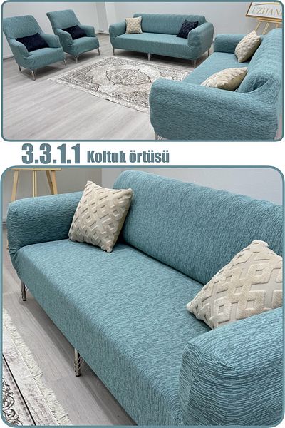 uzhanem Set de huse de canapea din jacquard din bumbac elastic elastic, lavabil, 3+3+1+1 Huse de canapea