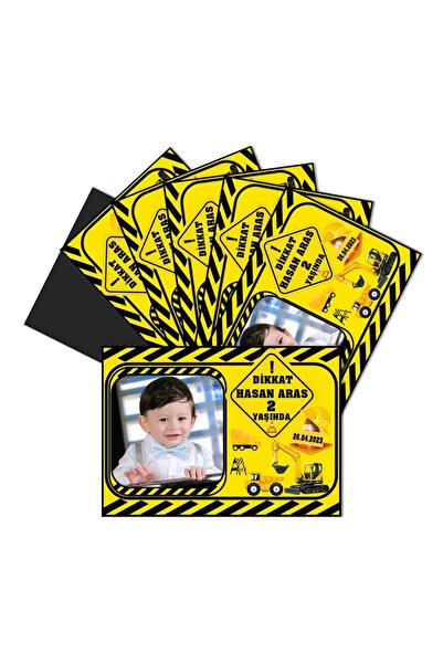 Elara Tasarım İnşaat Temalı Kişiye Özel Doğum Günü Magnet Hediye 5x7 16 Adet