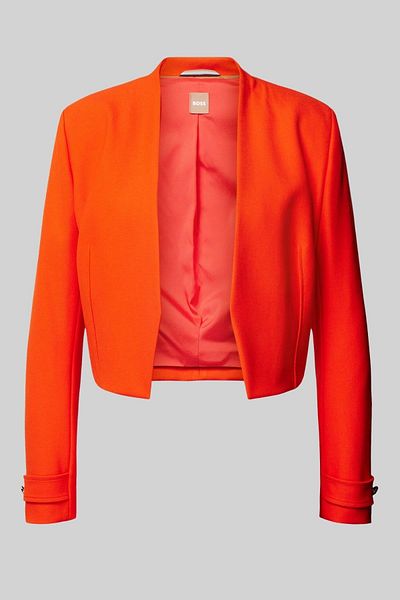 BOSS Women's Regular Fit Blazer Jacket with Striped Sleeves Orange