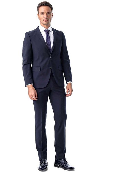 Morven Ανδρικό Navy Blue Basic μονόχρωμο κοστούμι με διπλή σχισμή