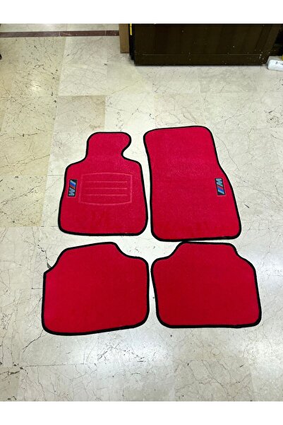 TİTANİKPARTS BMW 3 SERİSİ E30 E36 E46 E90 E92 F30 G20 M LOGOLU İÇİ KIRMIZI HALI PASPAS TAKIMI ÖN ARKA SET 4LÜ